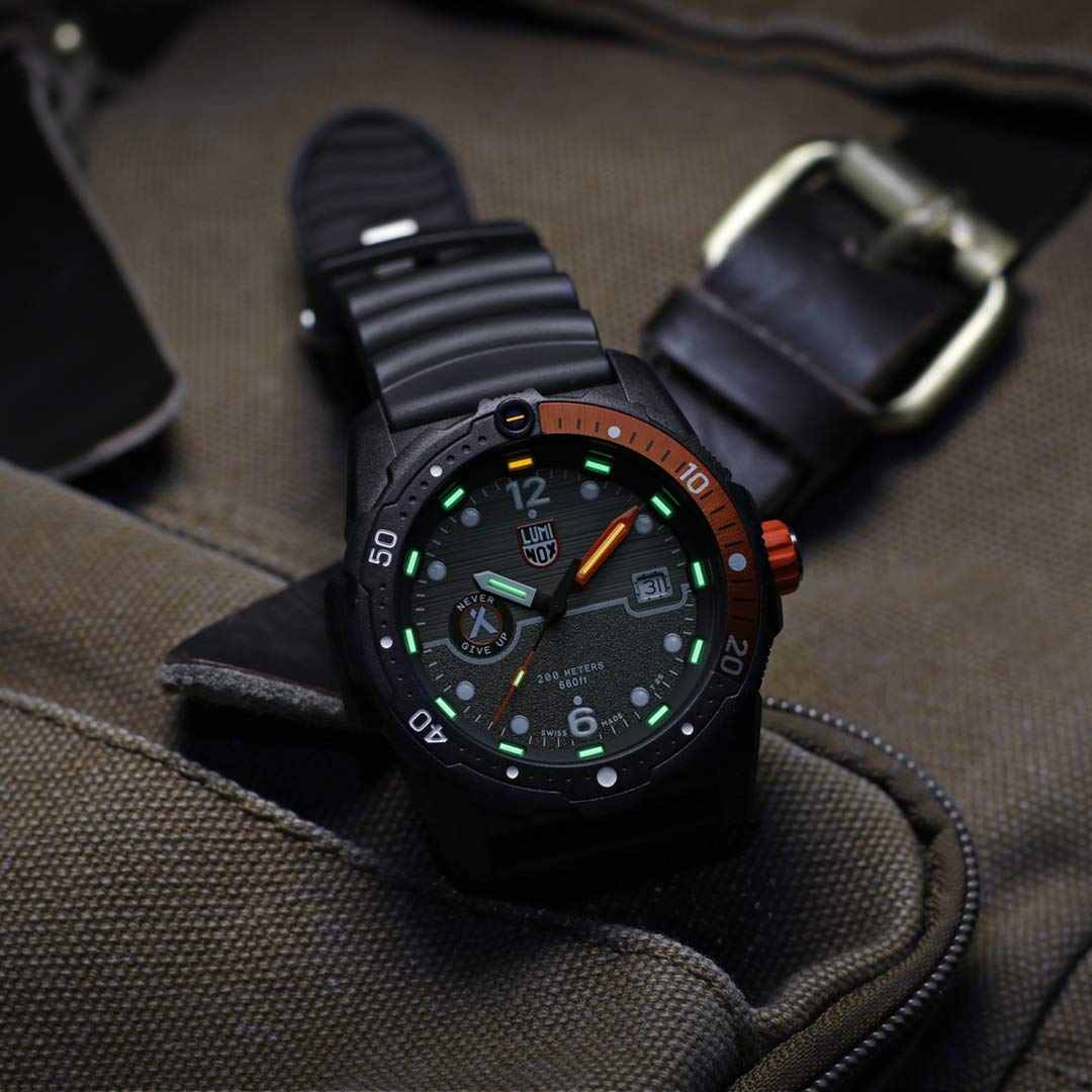 Luminox Bear Grylls Survival XB.3729 zegarek męski 42 mm - zegarek do nurkowania w kolorze czarnym z wyświetlaczem daty 200 m wodoszczelny, czarny, Wstążka