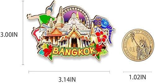 Miniatura 3 de Imán de Bangkok Tailandia para nevera de madera 3D hitos de viaje coleccionables recuerdos decoración hecha a mano - 2