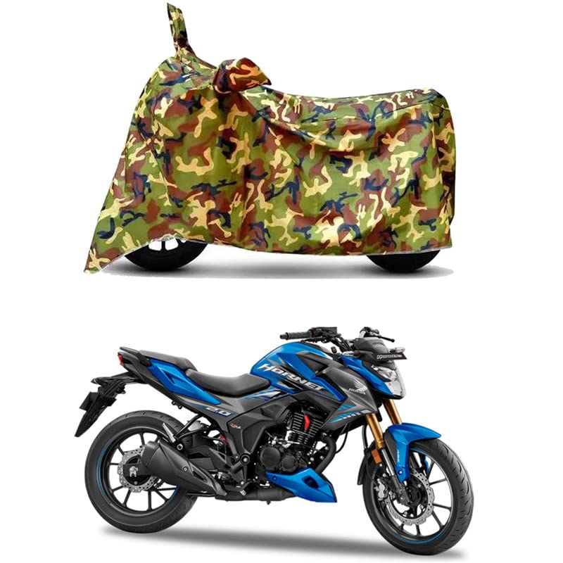 Image of Waterproof 100% PVC Coated Full Bike Scooty Two Wheeler Body Cover Compatible for Honda Hornet 2.0 /UV-Rays /Heat Protection /Birds Dropping /Scratchproof /Dust Proof [6X6 Jungle Print]