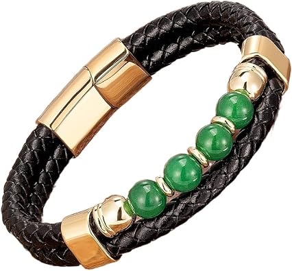 Bracelets Mens Bracelets Women Gift Trendy Natural Stone Bead Bracelet for Men Charm Clasp Leather Women Bracelets Handmade Beaded