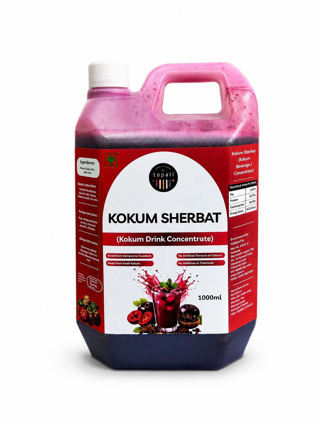 Topali Kokum Sarbat, Traditional Indian Sweet and Tangy Refreshing Drink, 1000 ml-image-34
