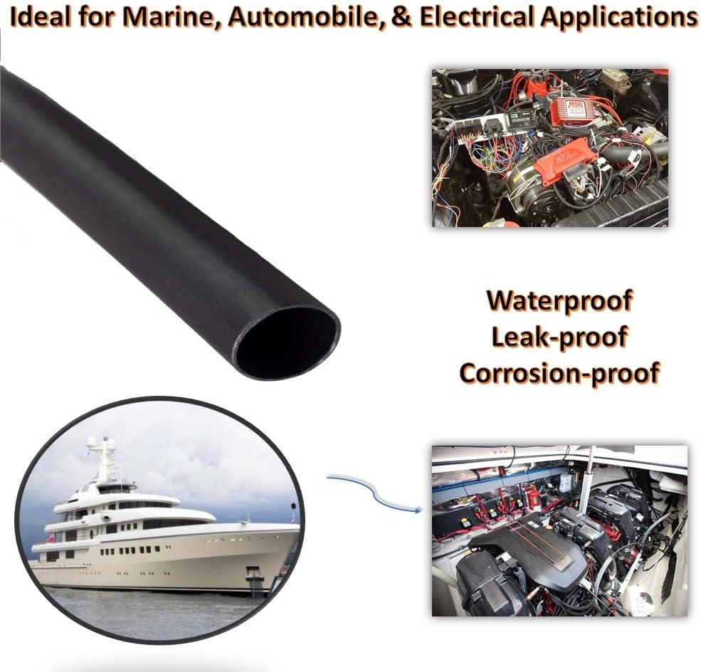 Kable Kontrol Heat Shrink Tubing 1-1/2 Inch 3:1 Dual Wall Adhesive Lined 4 Ft Long - Cable Sleeve for Automotive and Electrical Use – Waterproof Marine Heat Shrink Tube Wire Wrap, Black