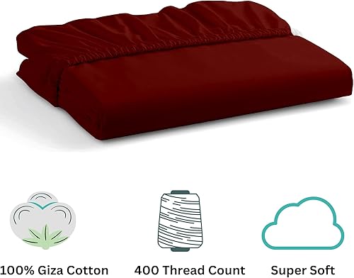 Miniatura 2 de Sábana bajera ajustable de 18 pulgadas con bolsillo profundo, 100% algodón egipcio Giza, azul claro