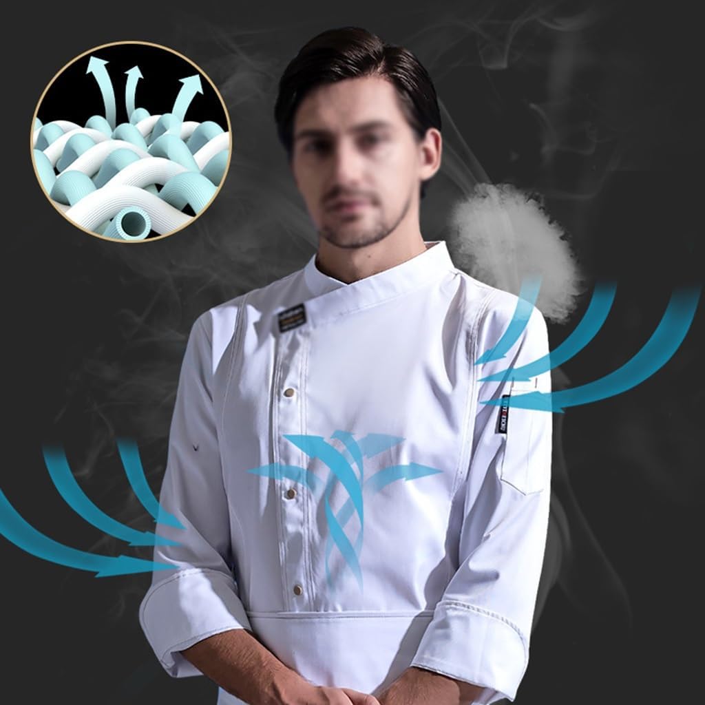 Unisex Chef Coat Long Sleeve Kitchen Chef Jacket for Men Women Restaurant Cook Uniform Shirts Hotel Workwear