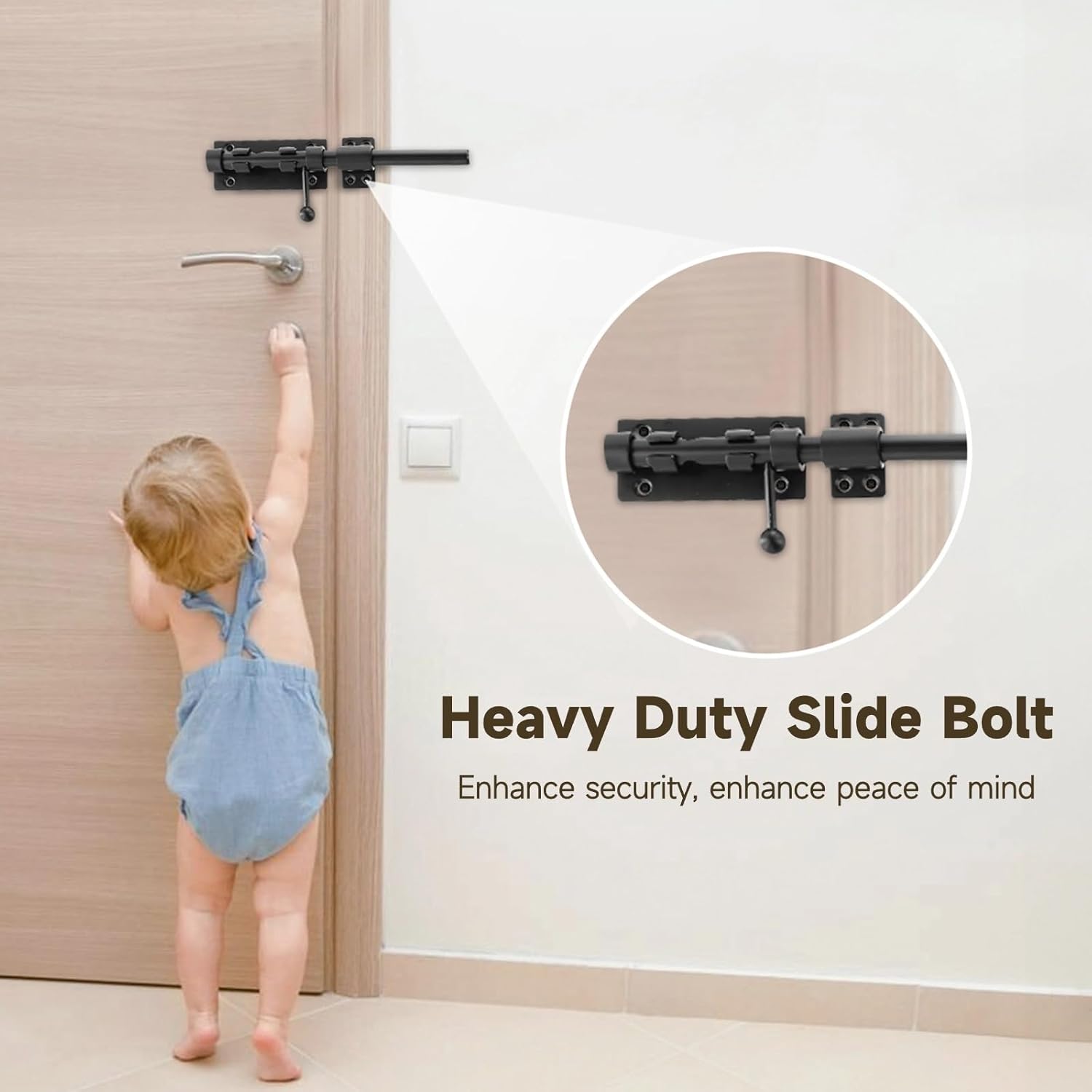 Heavy Duty Slide Bolts, 2 Pcs Stainless Steel Barrel Bolts, 304 Stainless Steel Sliding Bolts with Padlock Hole, 10 in Interior Door Latches for Wooden Fence, Shed, Yard, Barn Door