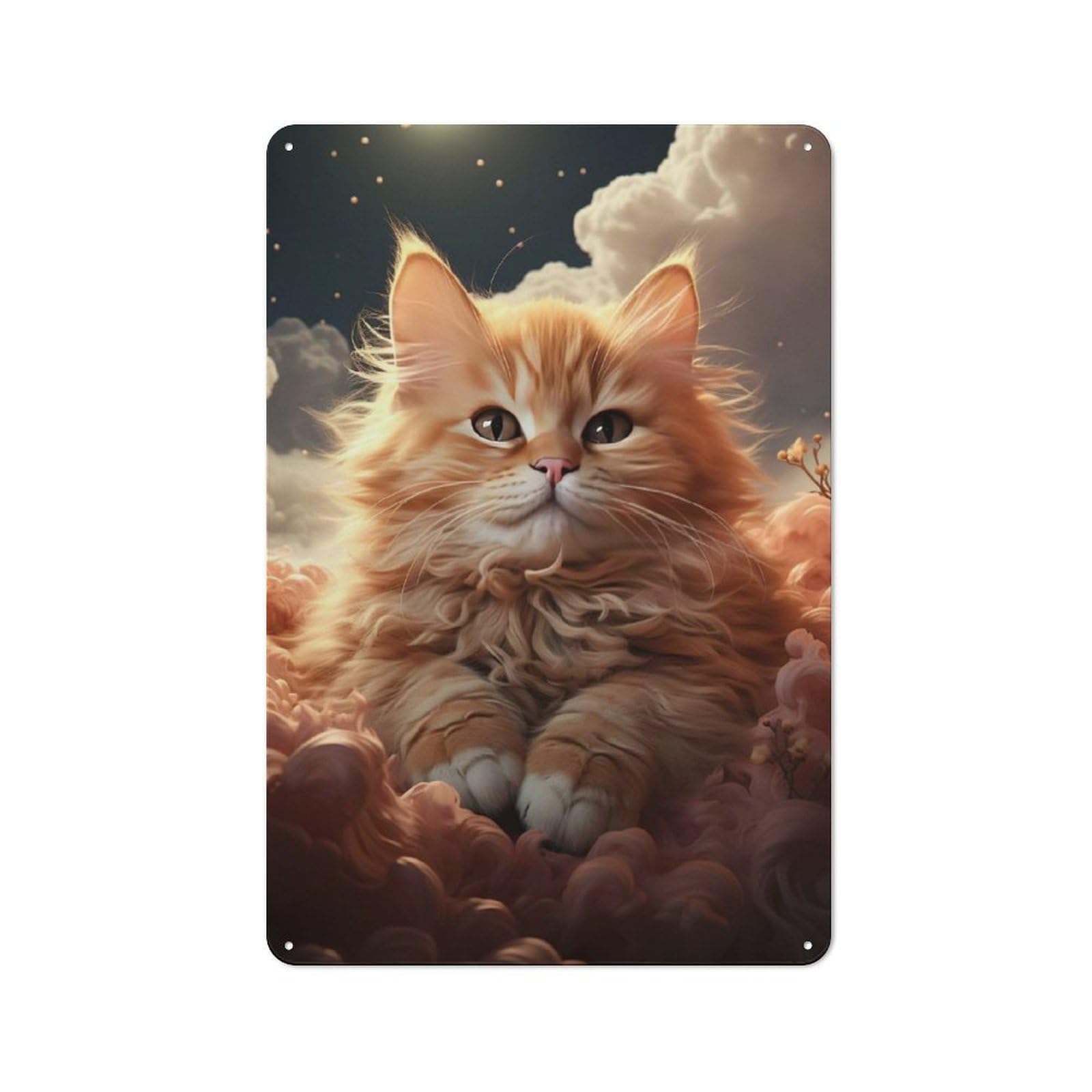 Junmoney Kitten On Fluffy Clouds Retro Tin Sign 30X20cm For Pub Or Café, For Collectors Building A Themed Wall Display