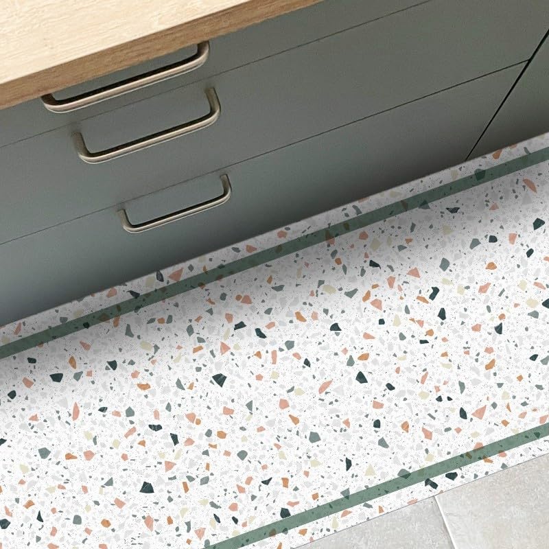 99 Déco - Tapis antidérapant en Vinyle intérieur et extérieur - 50 x 120 cm - Multicolore - Terrazzo