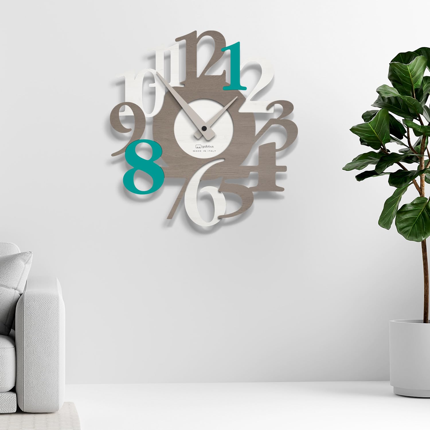 Giallobus - Orologio Bilay - Carved - Legno Mdf - Premium 60x60cm - 11 - Boat - Artigianale Made in Italy - Silenzioso - Idea regalo - Moderni doppio livello