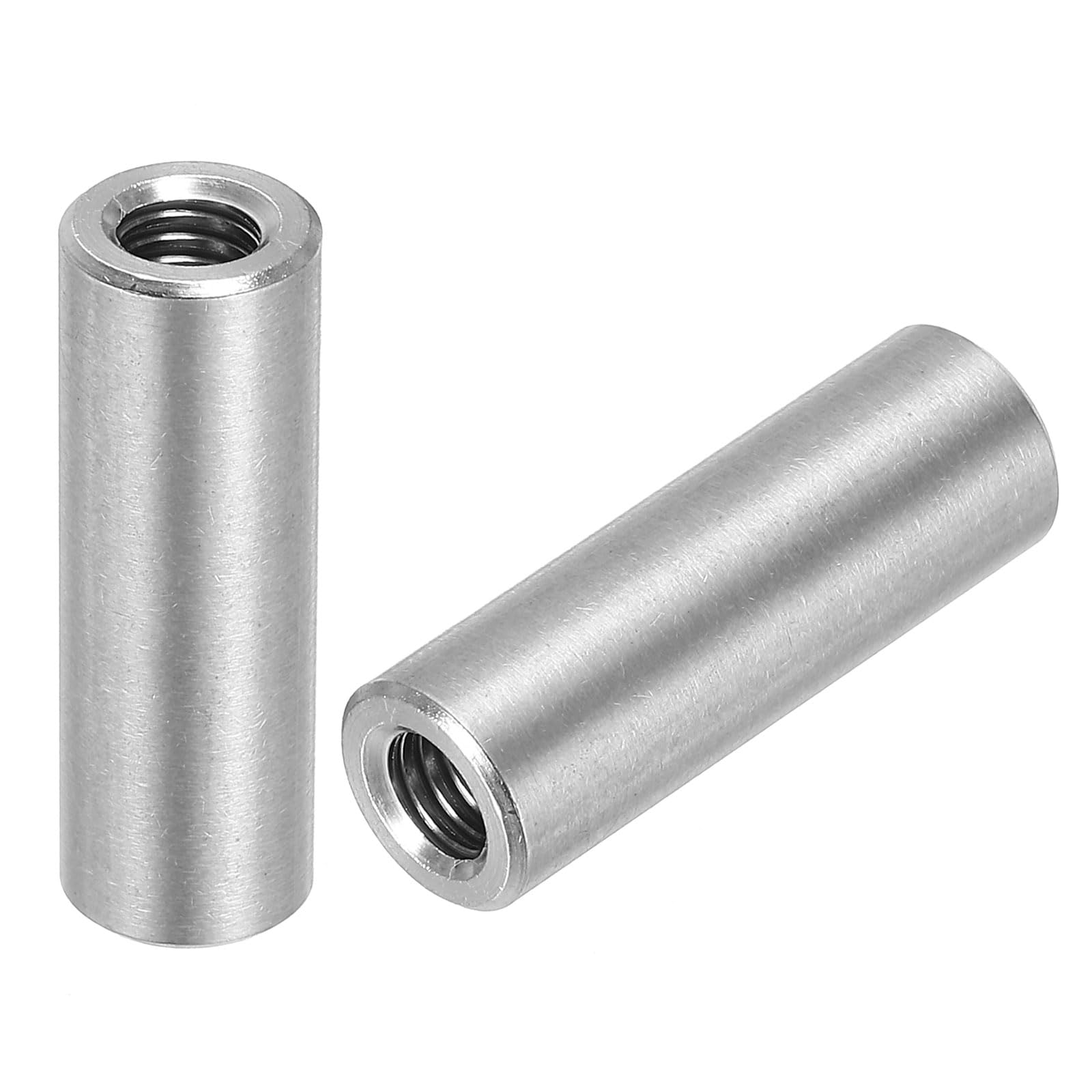 Photo 1 of uxcell 5Pcs M6 Round Connector Nuts, 304 Stainless Steel Coupling Nut 30mm/1.18" Length Sleeve Rod Bar Stud Nut for Bracket, M6x30x10mm