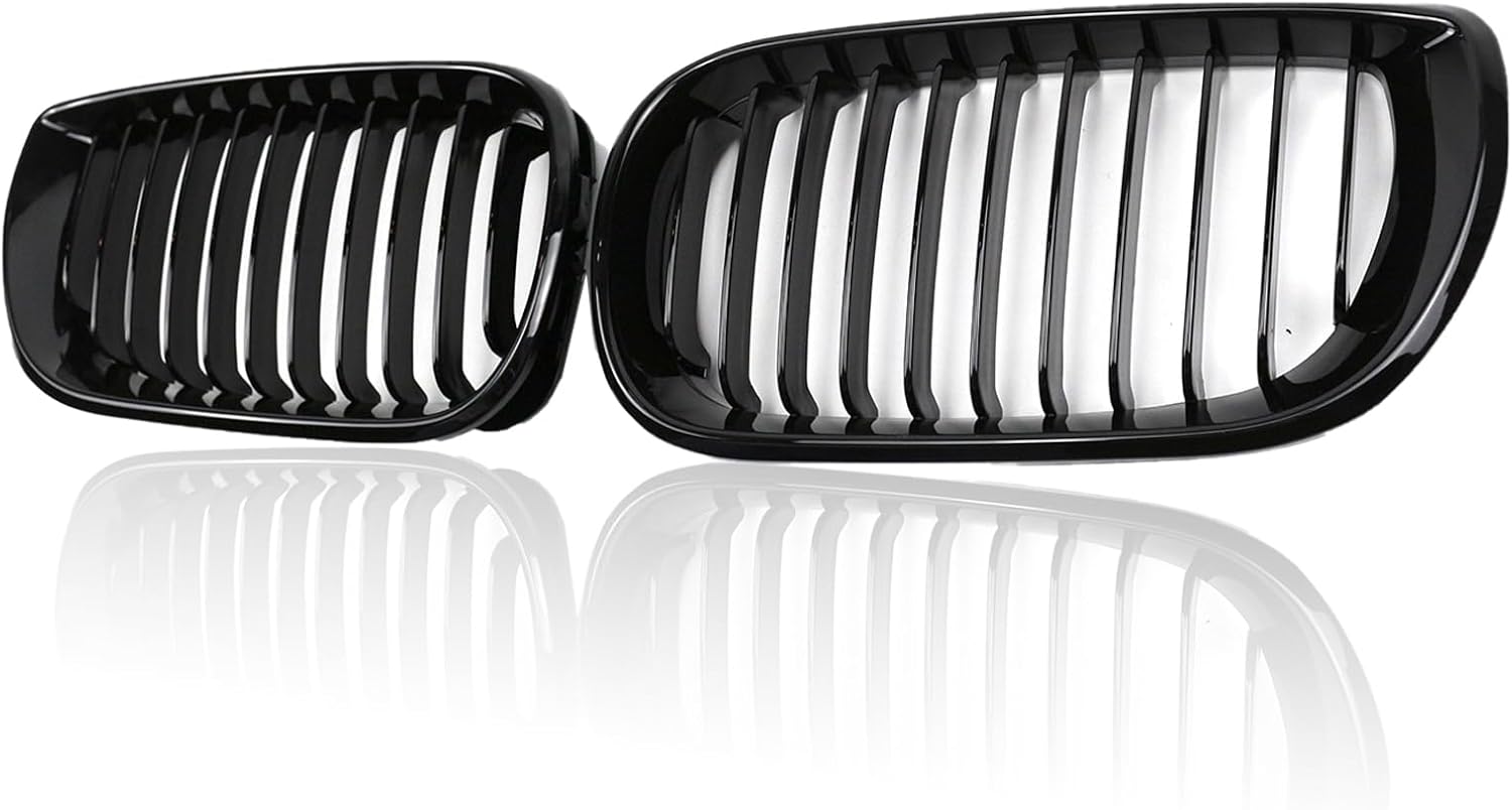 E46 Grille-Front Kidney Grille Compatible with B-M-W 2002-2005 4 door 4D 3 Series 320i 325i 330i 325xi 330xi Car Front Bumper Grille Gloss for 51137042961/51137042962 (Black)