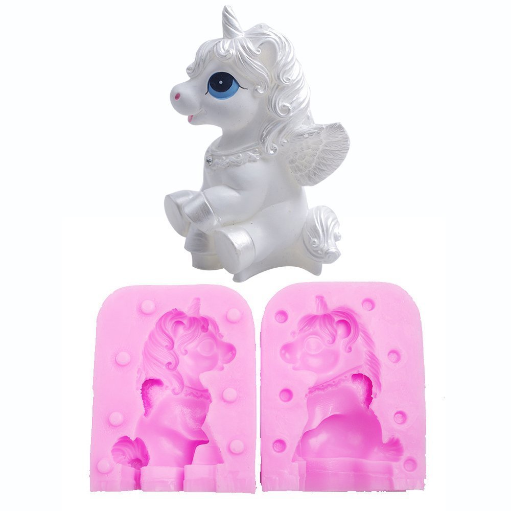 3D Unicorn Candle Mold - MoldFun Small Unicorn with Horn Silicone Craft Mould for Fondant, Cake/Cupcake Topper Decorating, Bath Bomb, Soap, Chocolate, Polymer Clay, Plaster, Crayon-image-45