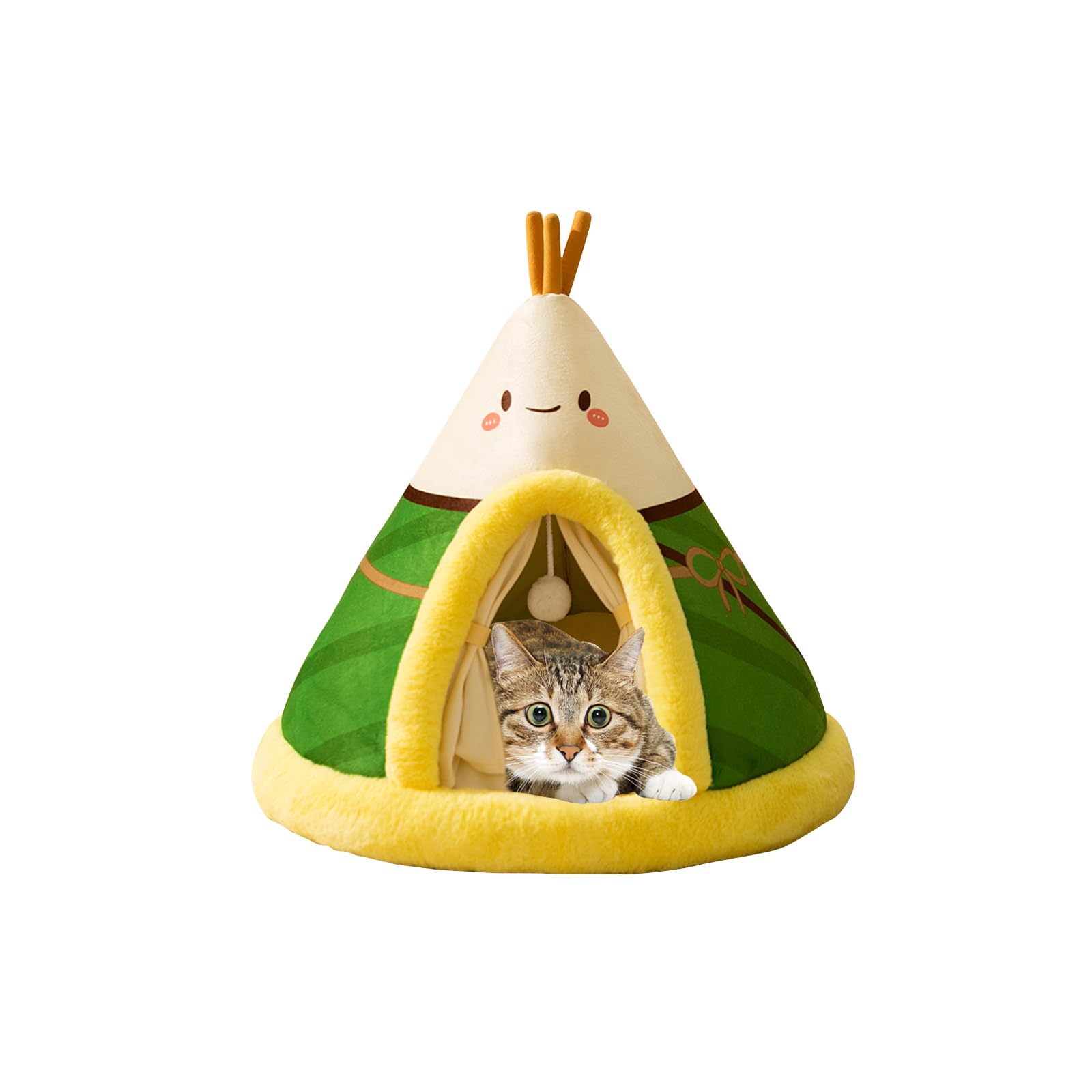 Galatée Triangle Pet Teepee, Dog Igloo Tent, Cozy Cat & Dog Bed, Soft Plush Nest, Warm Tent (L, Green)