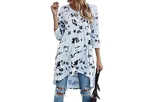 Women's 3/4 Sleeve Button V Neck High Low Tops