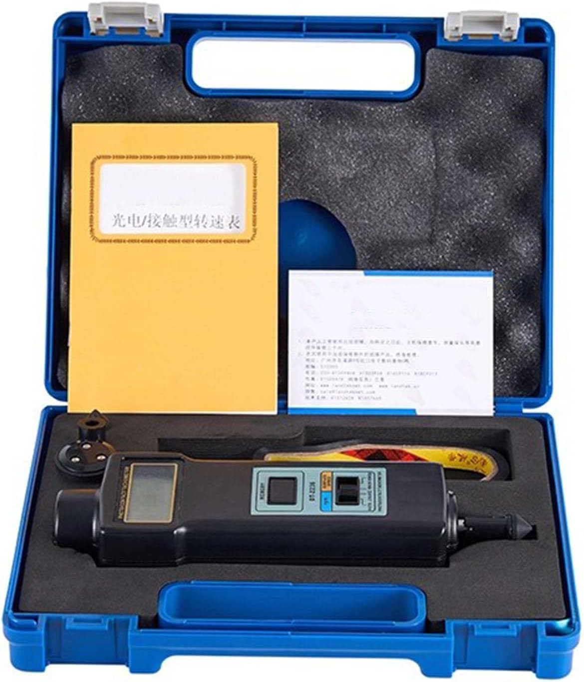 Digital Tachometer with 4 Pcs Probe & LCD Display, Handheld Contact and Photo RPM Tester (2.5-99,999RPM) Linear Velocity Measuring (M/Min,Ft/Min)