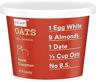 RX A.M. Oats Oat Cup, Apple Cinnamon, 12g Protein, 1.643lb Case (12 Count)