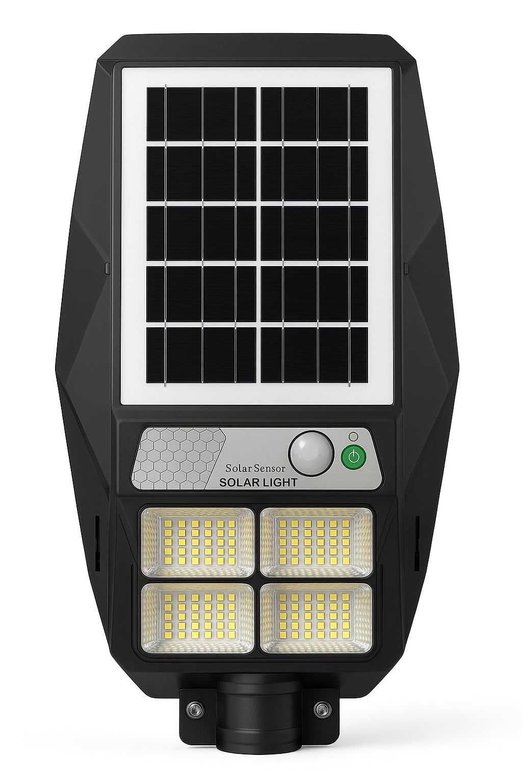 Generico Lampione Solare da Esterno 200W con Pannello Fotovoltaico, Faro LED 6500K con Sensore di Movimento, IP65 Impermeabile, Luce Stradale per Giardino, Cortile, Parcheggio e Vialetti