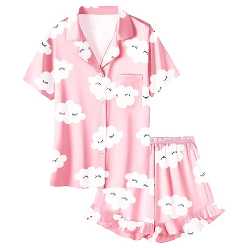 Umeyda Girls & Women Satin Pajamas Set Button Down 2