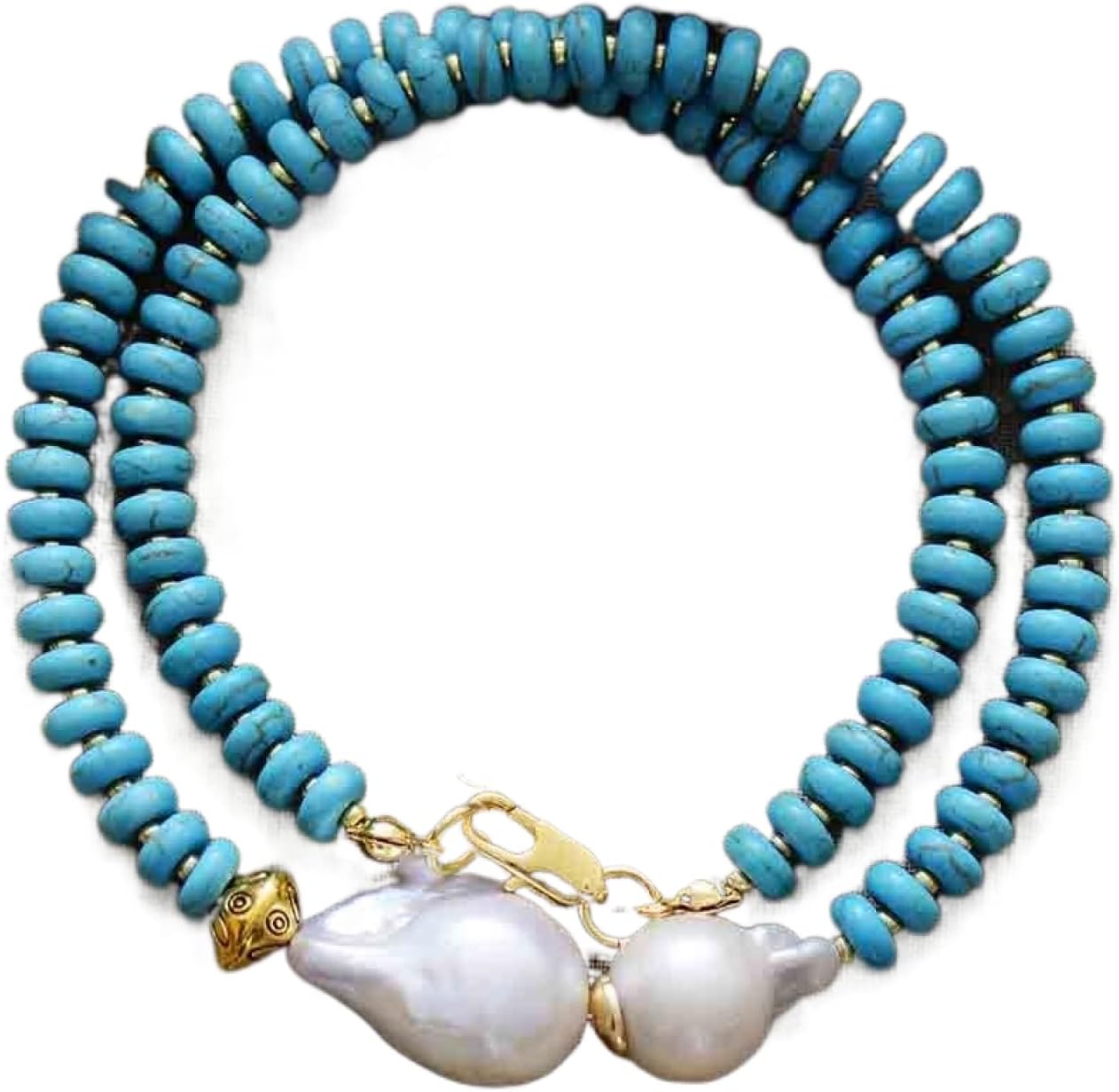 Baroque Pearl Woman's Turquoise Chunky Collar Necklace Costume Jewellery Accessory