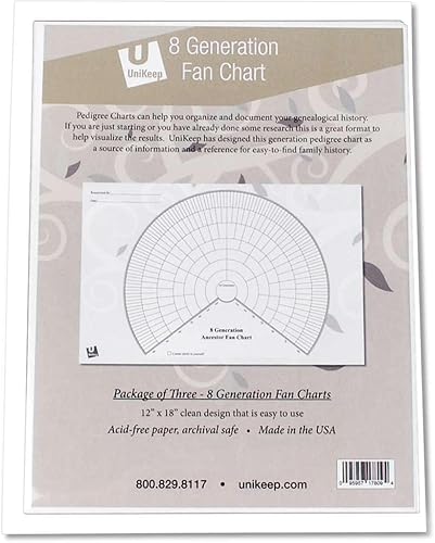 Miniatura 6 de UniKeep Gráficos de pedigrí para la investigación de genalogía - Papel de calidad de archivo (pedigrí de 5 generaciones)