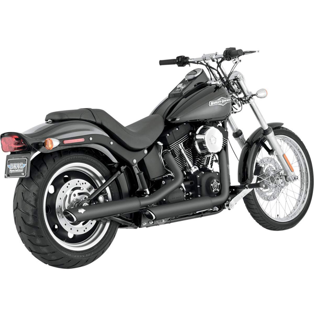 Vance & Hines 3in Round Twin Slash Slip-On Mufflers - Black 46843