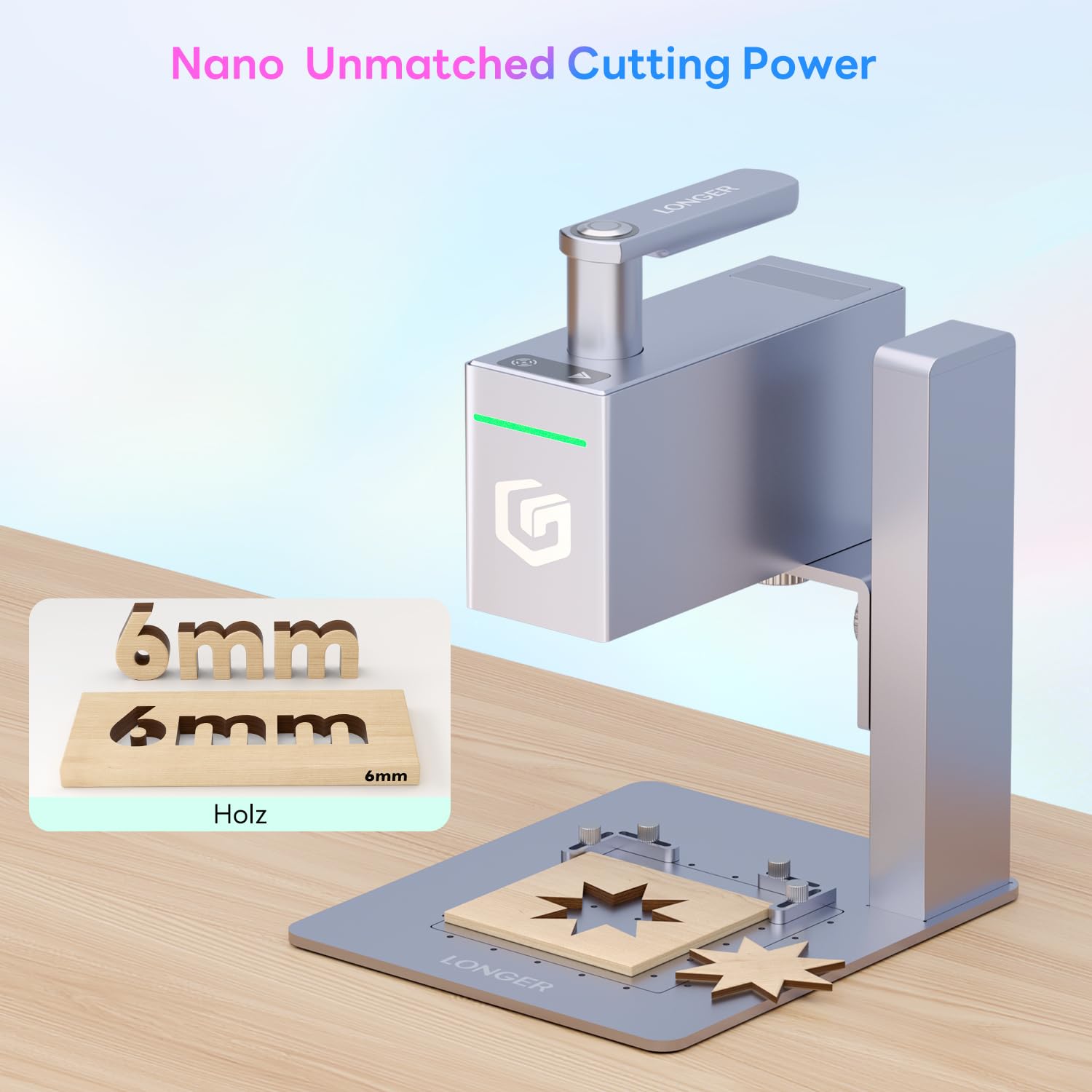 Longer Nano Graveur laser portable, 5000 mm/s haute vitesse, 0,05 mm de précision, pour bois, acrylique, cuir, tissu, métal, céramique, projets de bricolage