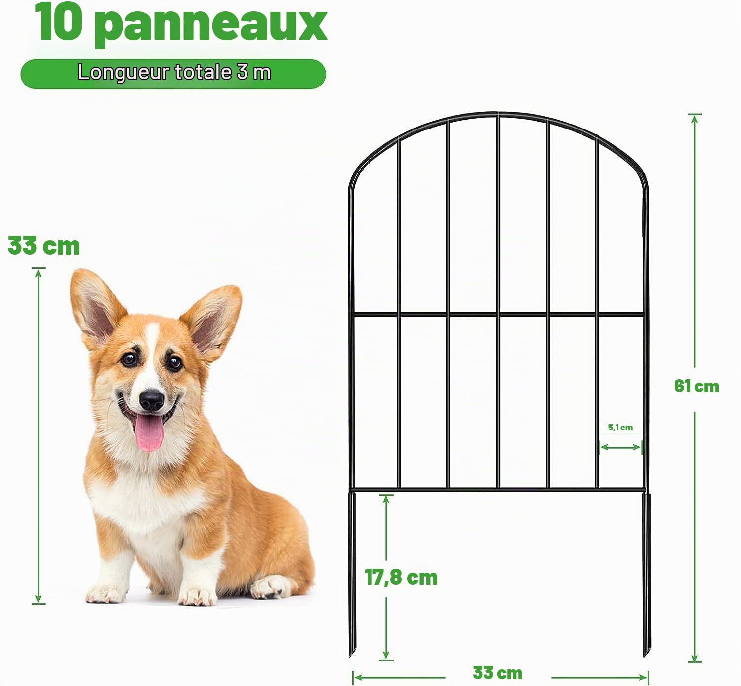 HEYOUTH 10 Pcs Clôture Décorative de Jardin, 330 * 61CM Barrière Extérieure, pour Motif Paysage et Barrière