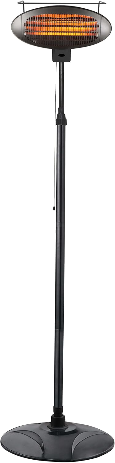 Hiland HIL-1500DI Electric Patio Heater, 1500 Watts w/Variable Heat Control, Tall, Black