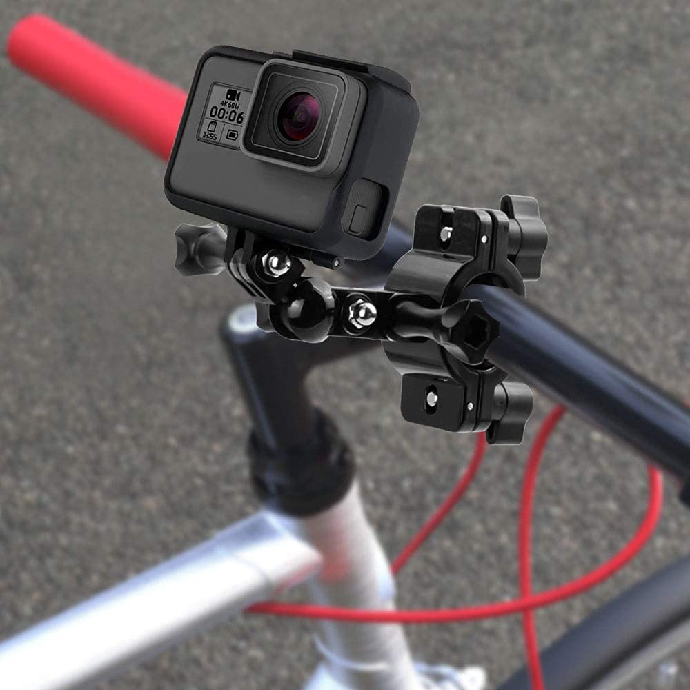 Action Camera Bike Mount, Bicycle Handlebar Clamp Mount 360 Degree Rotation Multi-Direction Adjustable Camera Holder for GoPro Max, GoPro Hero 9/8/7/6/5/4/3+/3 and All Cameras