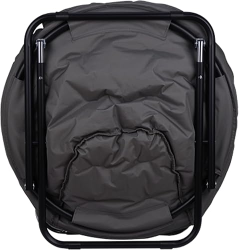 Miniatura 6 de Silla plegable con platillo, silla Lazy Moon con marco de metal, cómodas sillas de dormitorio para dormitorio, sala de estar, estudio, gris JC