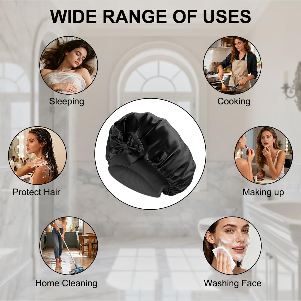 Bonnet Satin Cheveux Nuit avec Double couche 100% Soie de mûrier 22 Momme, Bonnet Soie Cheveux Nuit, Bonnets en Satin pour Charlotte Cheveuxs Locks Bouclés, pour Femmes et Hommes