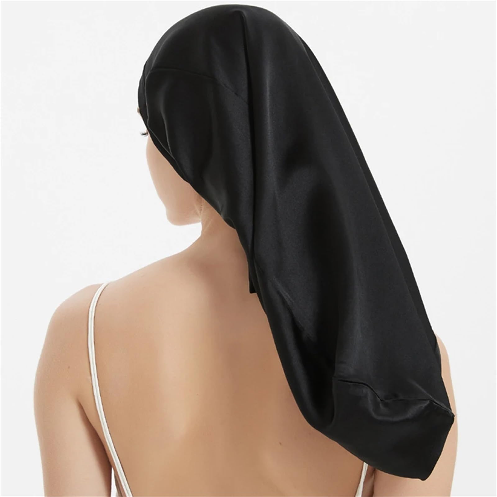 Gorro de Dormir de Seda Gorro de dormir seda for cabello largo, mujer, el cuidado del, 60 x 33 cm(Red)