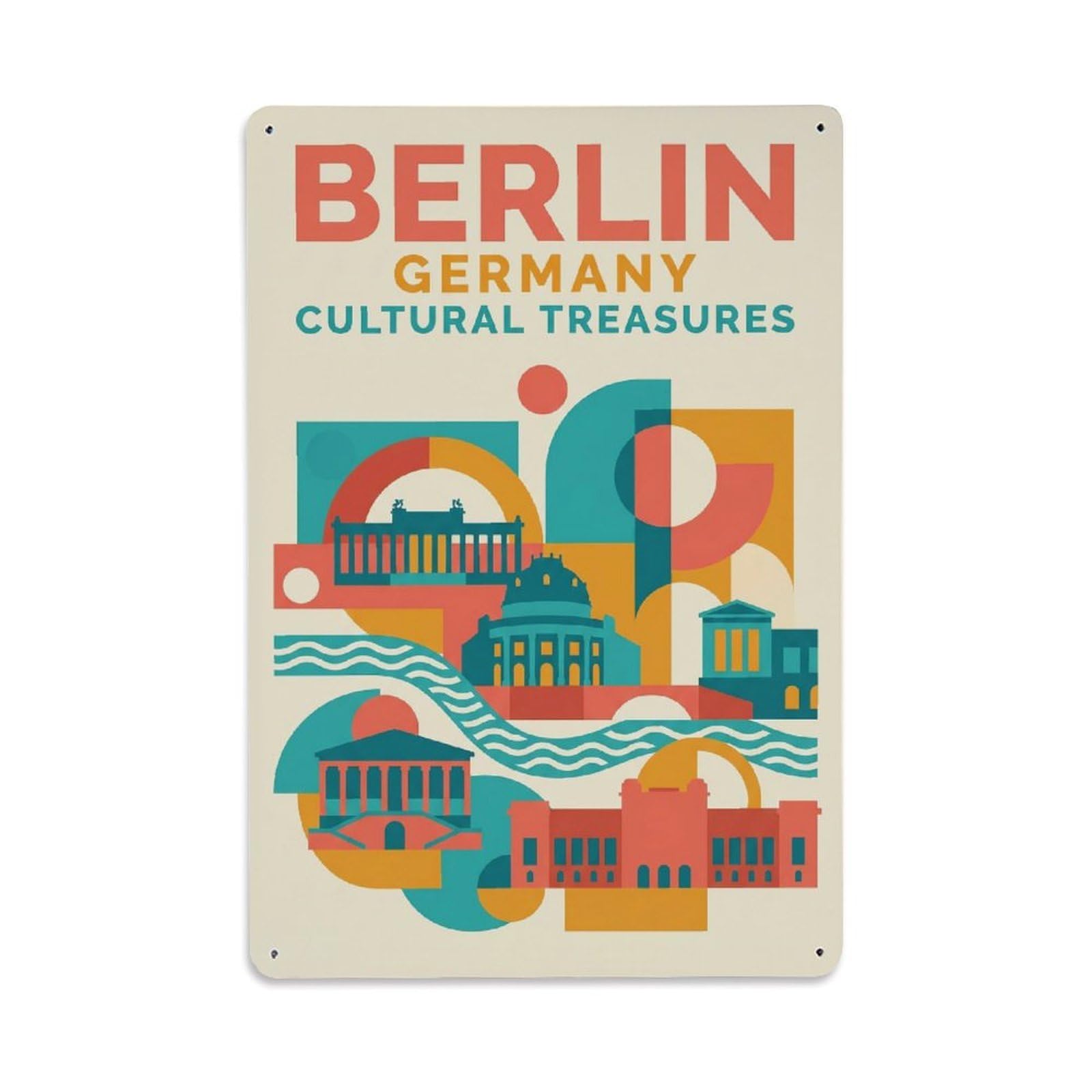 Gead 8X12inch Style Vintage Travel Berlin Germany Fervor Metal Tin Sign