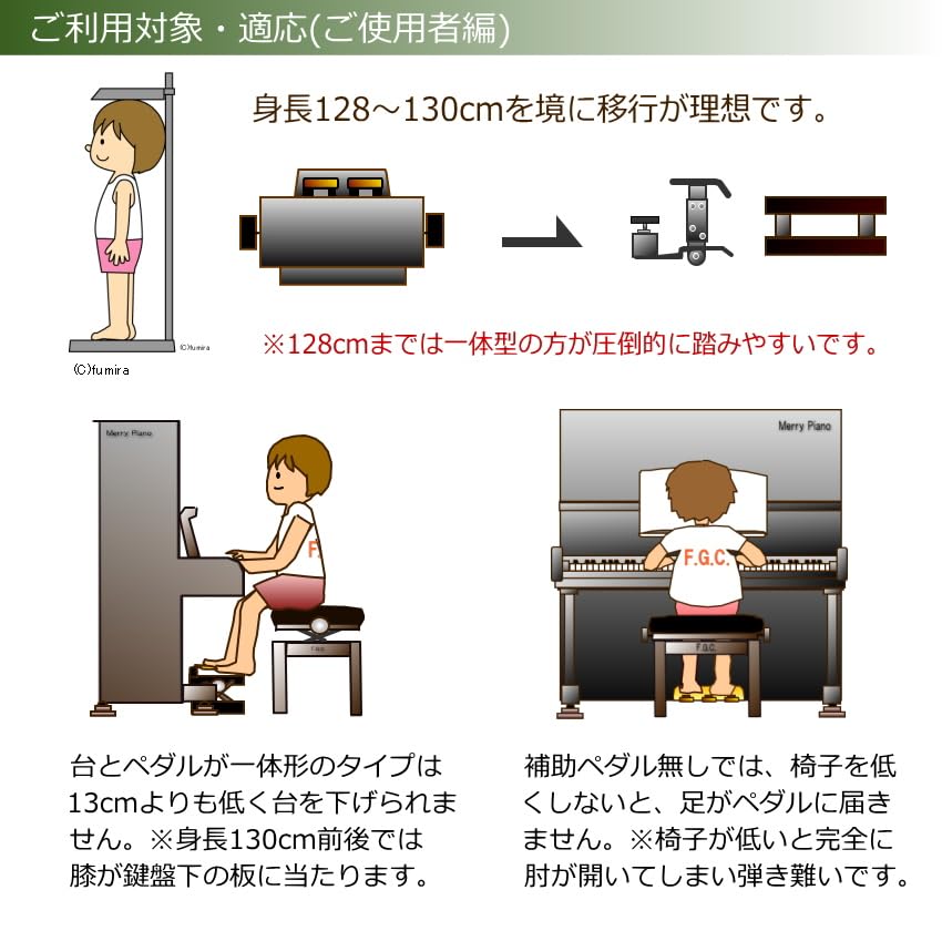 ピアノ　足台　黒　高さ約20 cm〜約13cm RAKU ピアノ補助ペダル 広い足台 13.5cm〜20.5cm無段階高さ調節