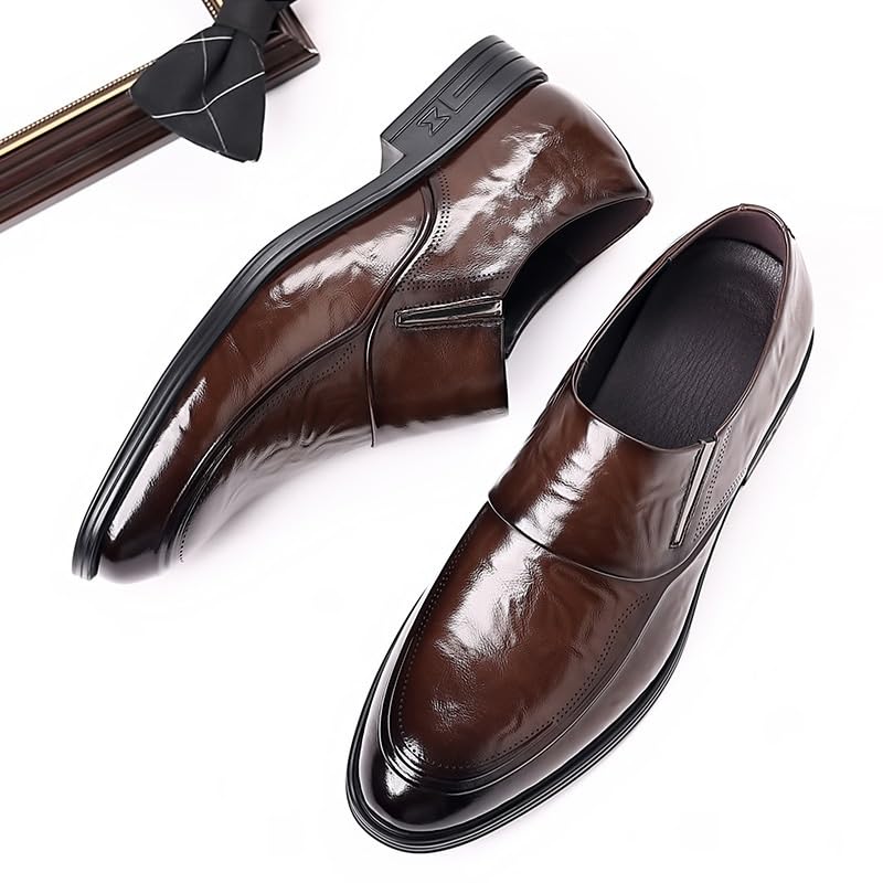 Men's Slip On Leather Shoes Business Formal Fashion Comfortable Breathable Anti-Slip Wear-Resistant Shoes Lightweight Pointed Toe Men2