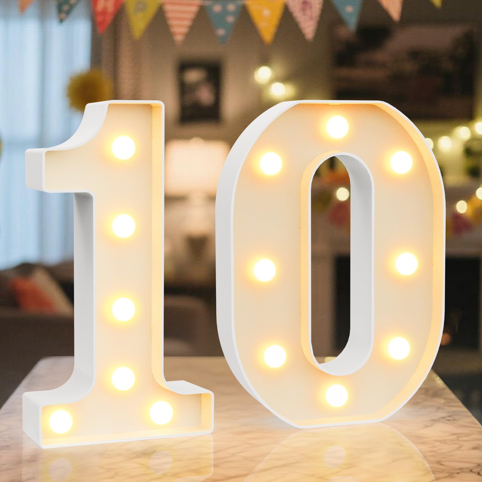 Ledido LED Light Up Marquee Numbers Sign - Cool & Warm Light up Numbers for 40th Birthday Decorations, LED Number Lights for Wedding Anniversary Grad Home Bedroom Table Wall Party Decor, Number 40 — view 91