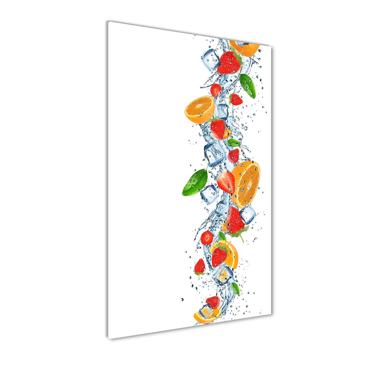Peinture sur verre trempé 70x140cm Fruits et Glace déco murale