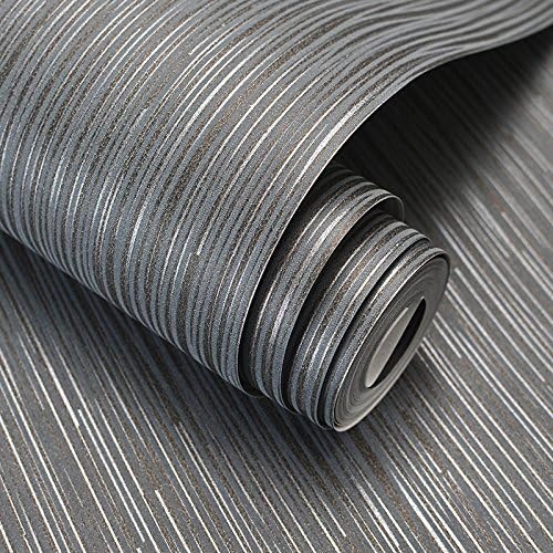 Modern Simple Style Colorful Non-Woven Wallpaper Sticker for Living Room Office Dinning Room cafes bar Club Home Decoration Striped Wallpaper Sticker 0.53 9.5m 0.53 9.5m (Dark Grey)