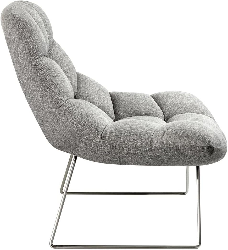 Adesso Bartlett, Accent Chair, Light Grey Soft Textured Fabric, Brushed steel leg frame