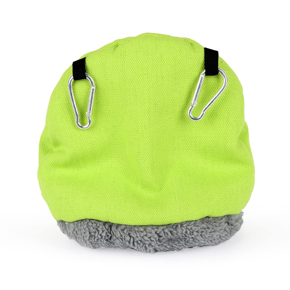 Hiver Chaud Nid D'oiseau Maison, Cabane pour Perroquet, Nid D'oiseau pour Animaux de Compagnie Hiver, Cabane Pendaison de Peluche Suspendu Cage, Rond Doux Nid D'oiseau, Perroquet Nid (Vert)
