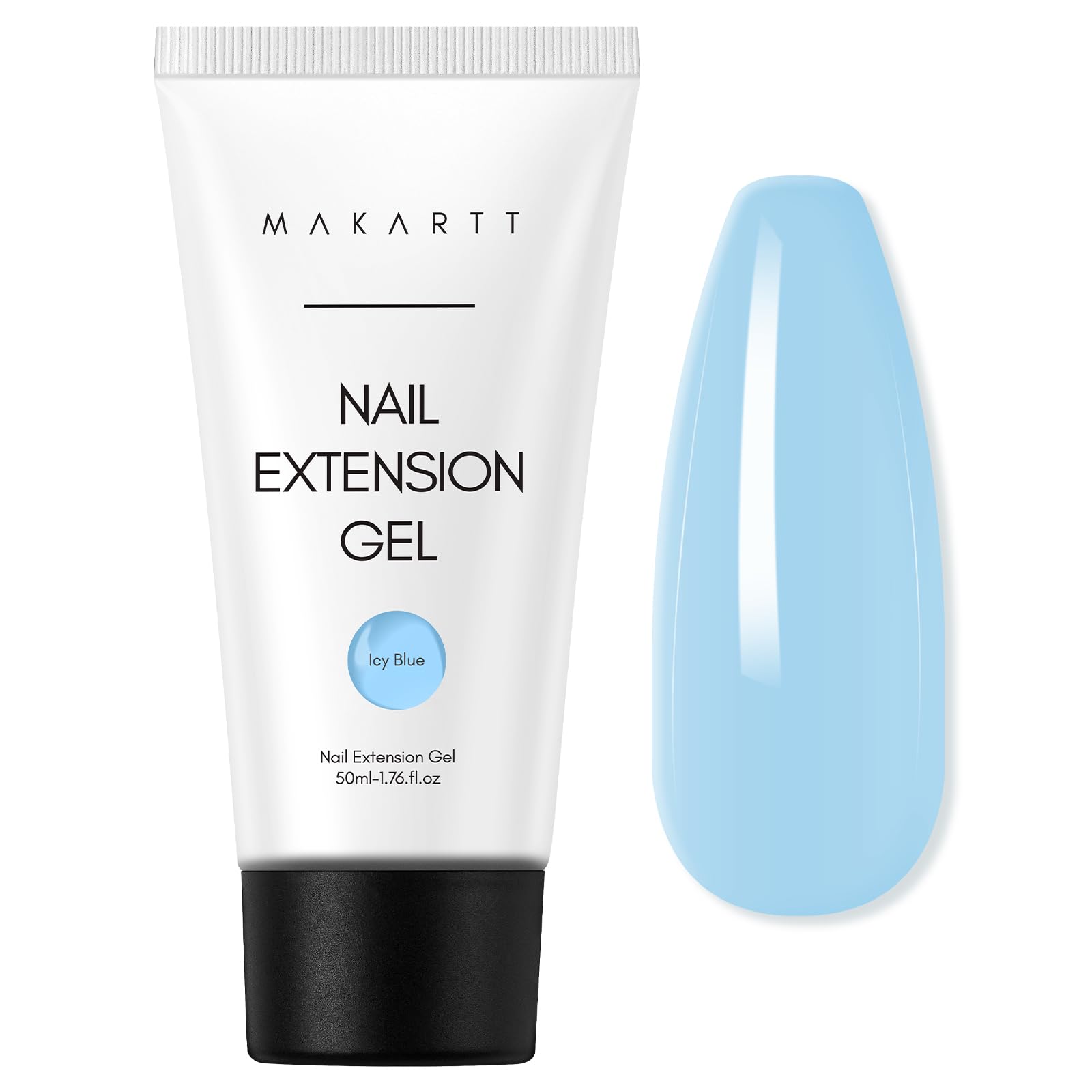 Makartt Poly Nail Gel: Tender Blue Color, 50ML Large Tubes, Strong Builder for Extension Strengthener 3D Diy, Half Solid Easy to Sculpt for Nails, Multifunctional Manicure Supplies Home Salon-Icy Blue