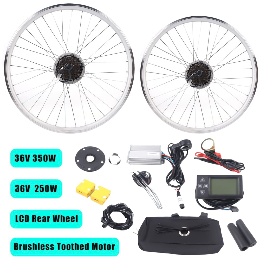 Kit de conversión de bicicleta eléctrica de 28 pulgadas, 36 V, 250 W, motor trasero para bicicleta eléctrica, conversión con pantalla LCD, kit de montaje para bicicleta eléctrica