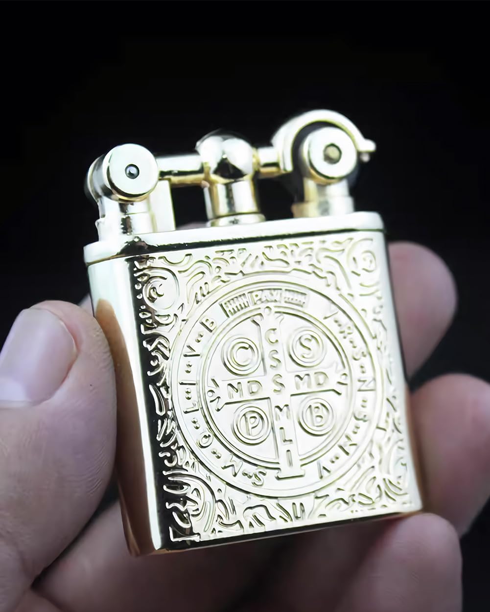 Vintage Lighters, Wheel Lighters Butane Refillable, Metal Reusable Antique Soft Flame Lighter with Gift Box for Collection Decorative Unique Gift (Butane Not Included) (Gold)