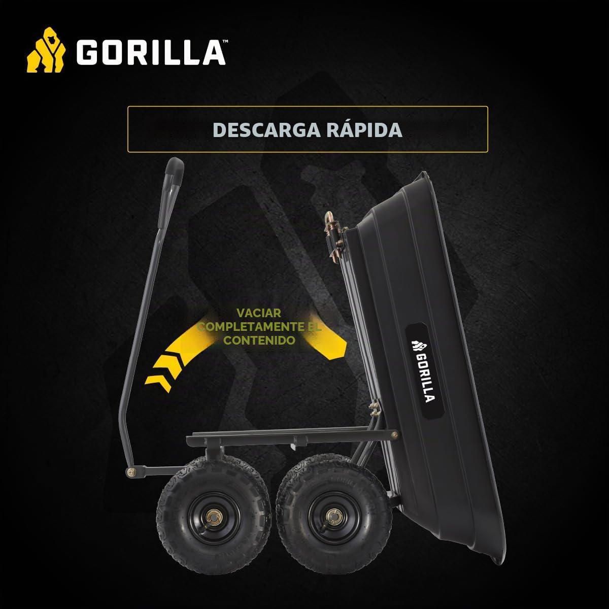 Gorilla Carts Carrito utilitario con Marco de Acero, Capacidad de 272 Kilos y neumáticos de 25,40 cm
