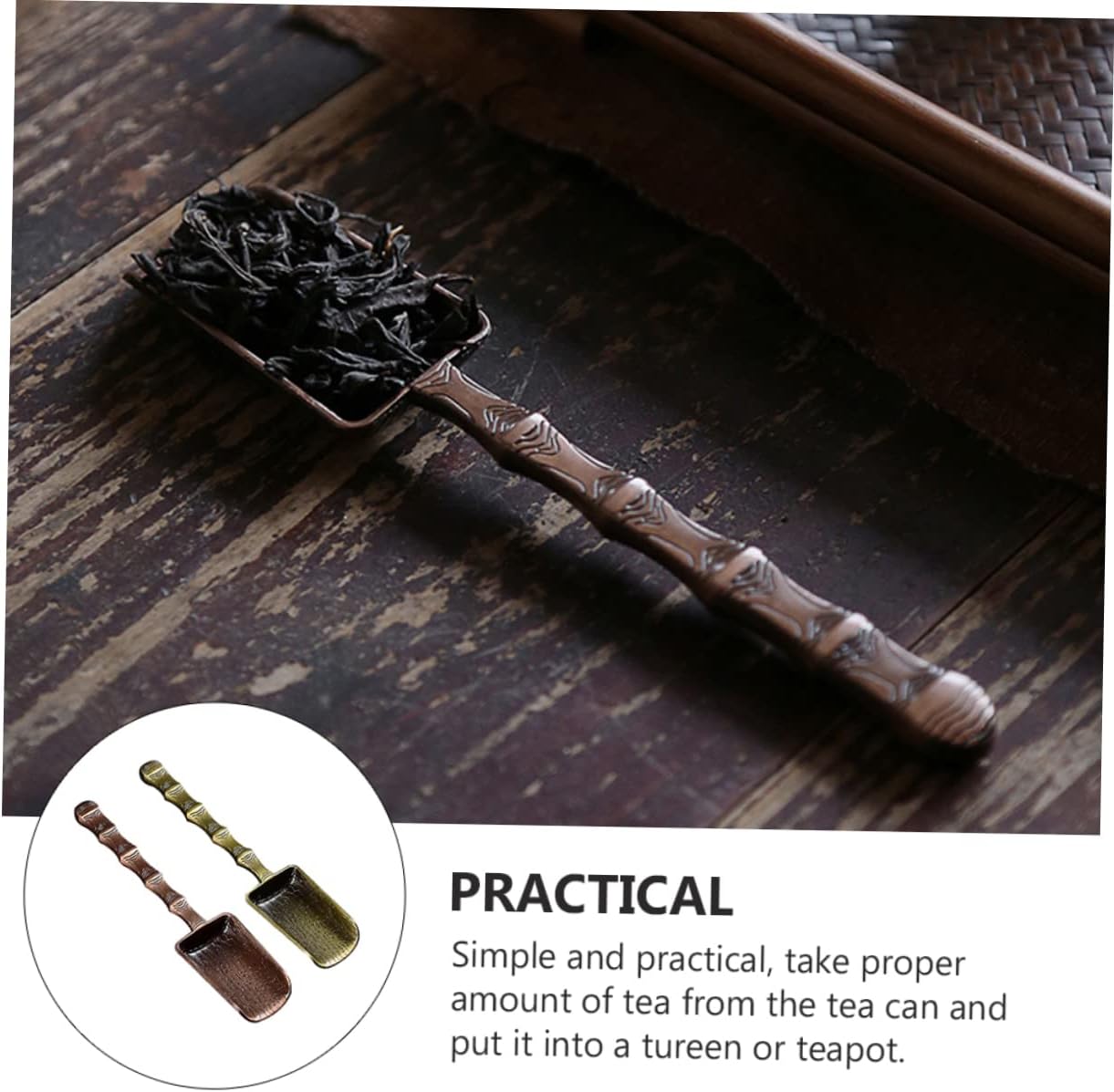 2pcs Chinese Kung Fu Tea Scoops Alloy Tea Spoons Humanized Handle for Loose Accessories for and Ceremonies