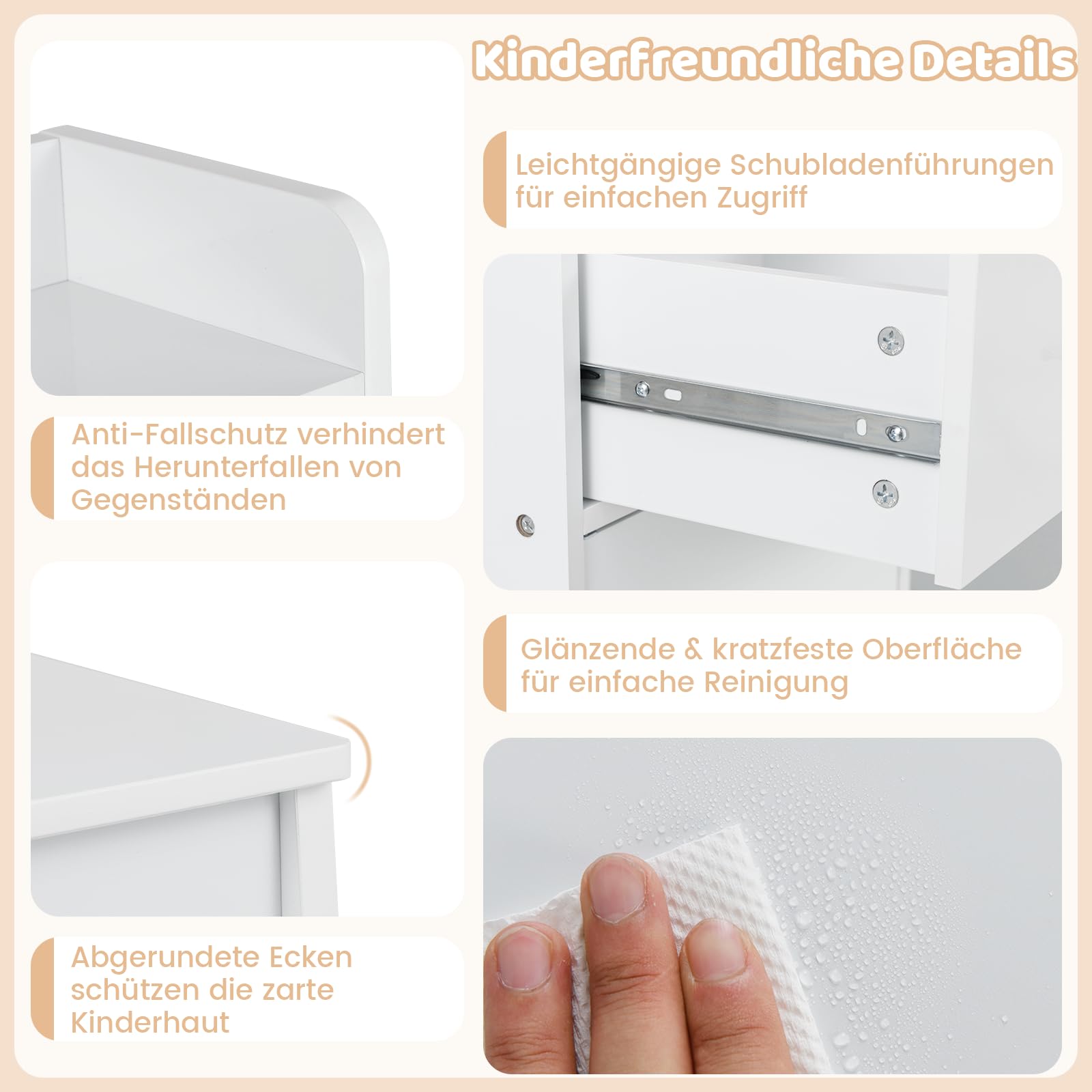 DREAMADE Schreibtisch Kinder mit Stuhl, Schülerschreibtisch aus Holz mit Schublade & offener Ablagefächer & Regal & Pinnwand, Jugendschreibtisch Schreibtischsets für Kinder ab 3 Jahren (Weiß)