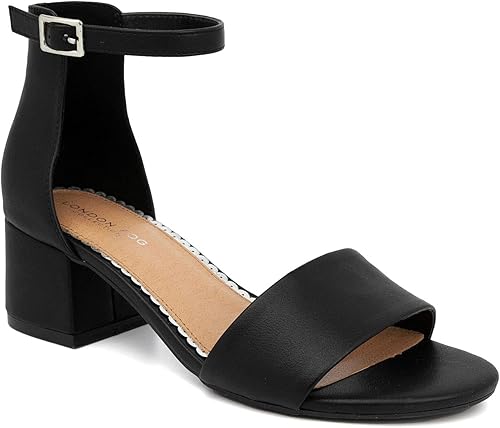 London Fog Nikki - Sandalias de tacón bajo de dos piezas para mujer, con correa al tobillo