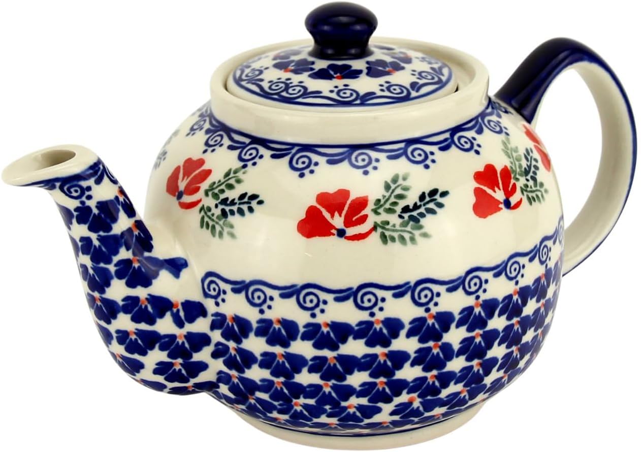 Polish Pottery Market 32 oz Teapot - Handcrafted Polish Stoneware by Zaklady Boleslawiec Poland