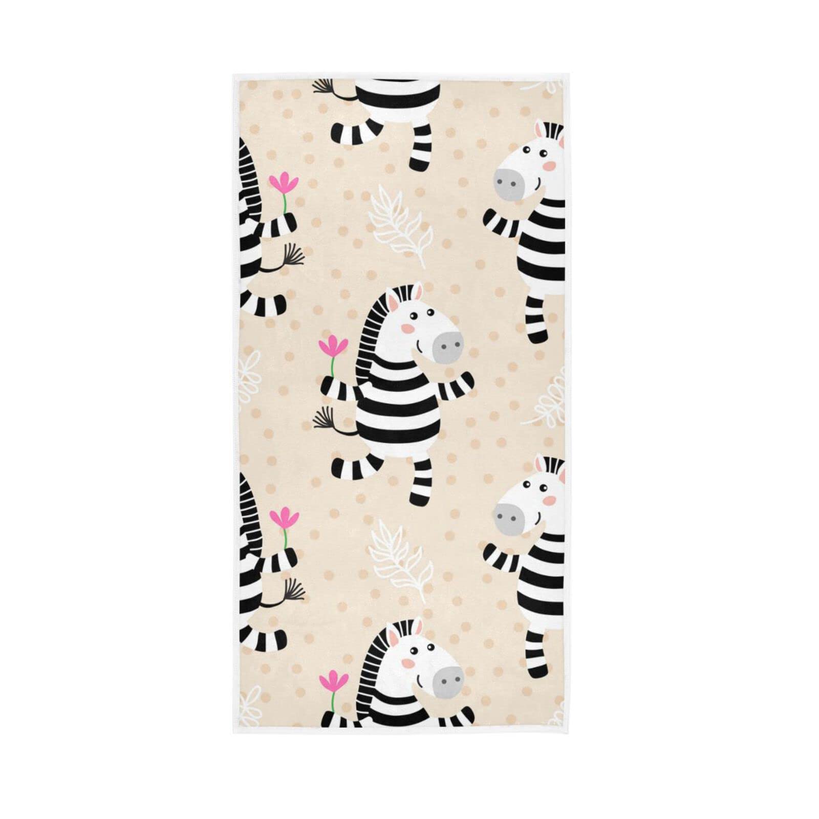 LSRCPD Hand Towels Cute Cartoon Zebra Decor Fingertip Soft Face Towel Absorbent Bathroom Kitchen Towels