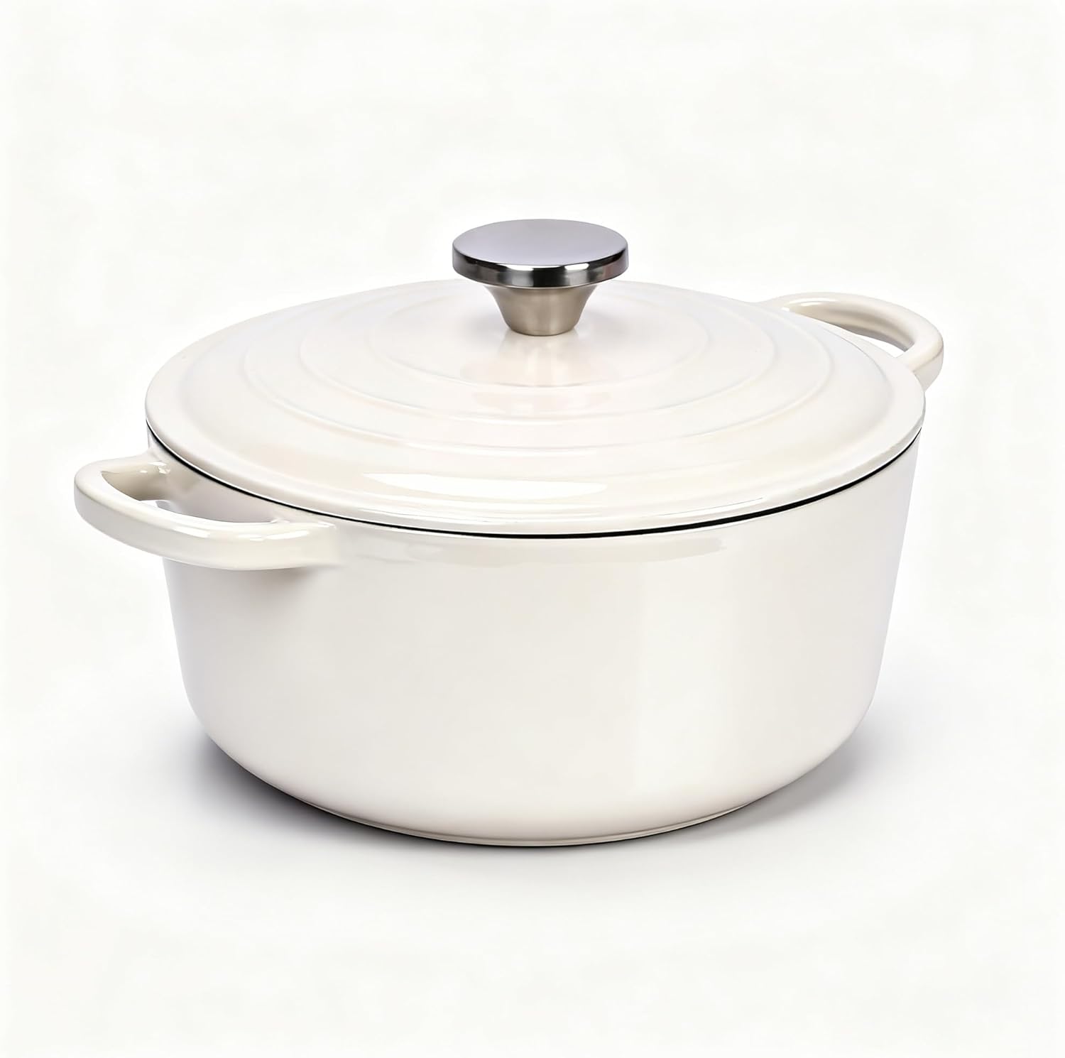 Hisencn Enameled Cast Iron Dutch Oven,4QT Dutch Oven with Lid,Enameled Round,Dual Handles,Heavy-Duty,Cast Iron Skillet For Bread Baking,Cooking.