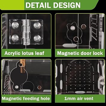 YUEHUA Acrylic Terrarium Clear DIY Terrarium Box with Front Opening Door- House Shape Habitat Acrylic Enclosure for Insect, Spiders, Snails - 15 x 12 x 14 cm